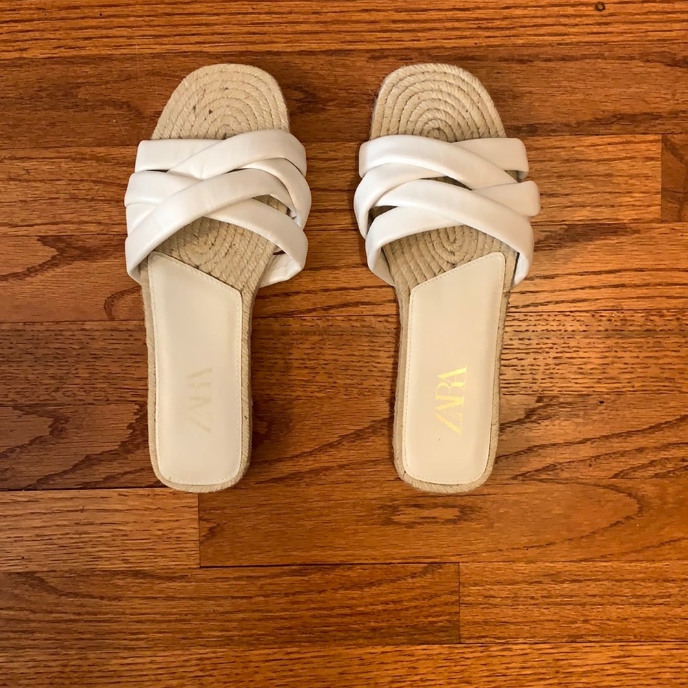 Zara White Slides